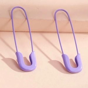 “Pastel Safety Pin” Purple Lavender Diaper Pin Fastener Punk Kawaii Goth Earring